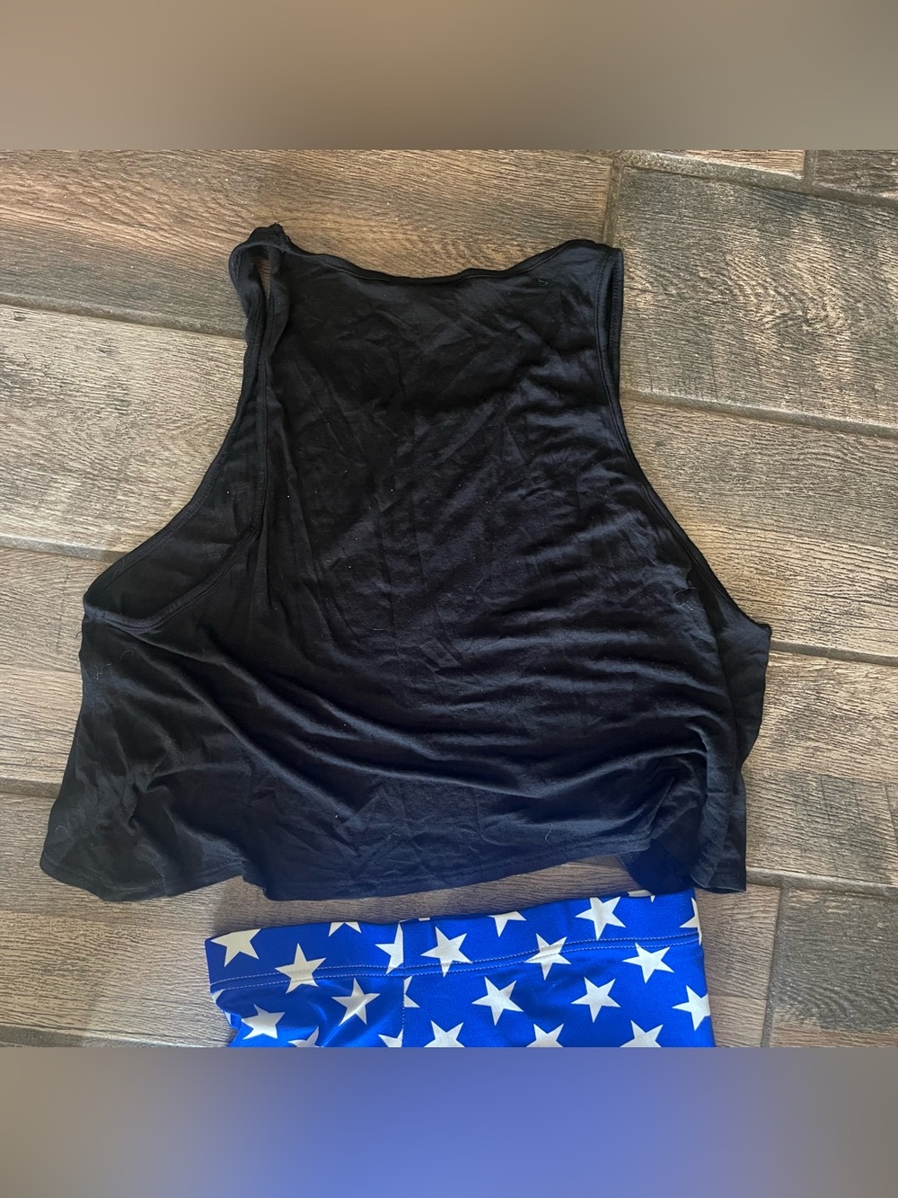 BlackMilk all over star print leggings blue background M bonus flag lips tank L - Picture 11 of 12